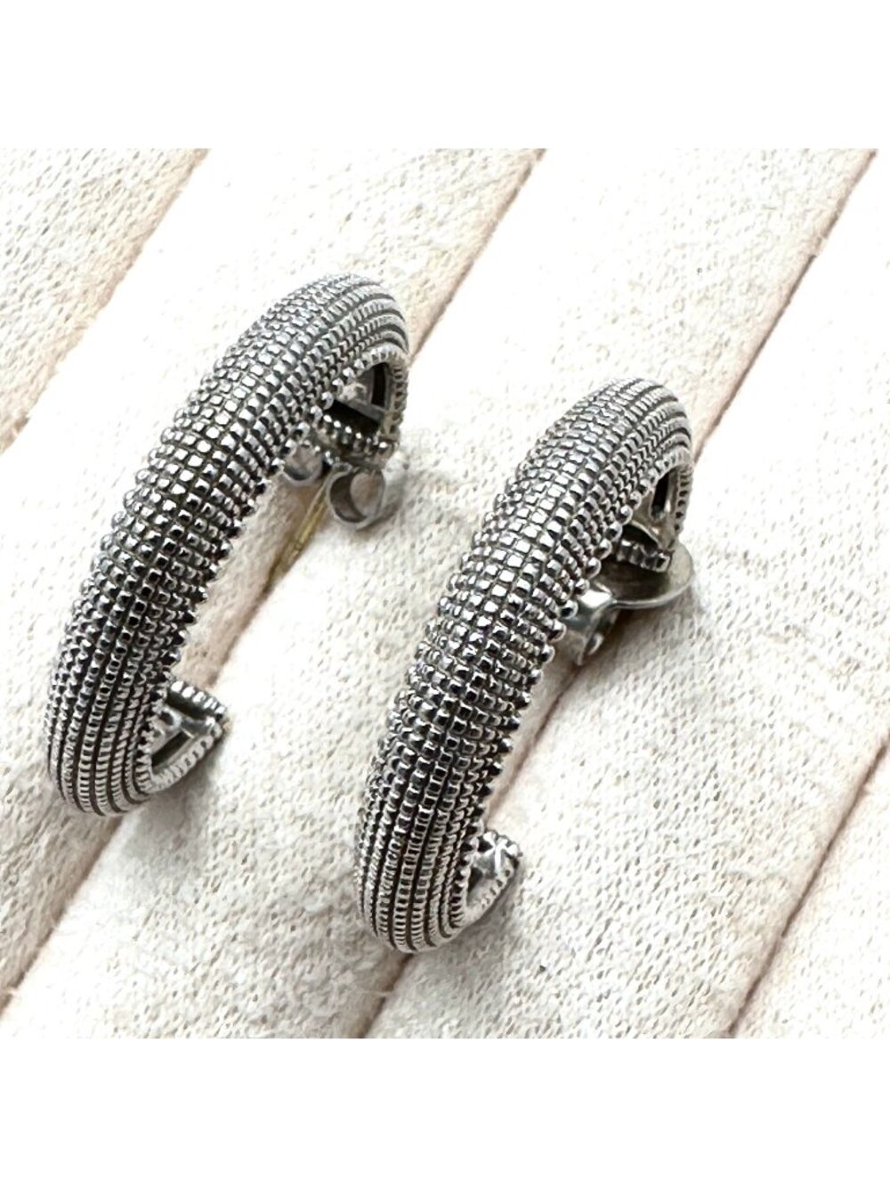 Judith Ripka Pierced 1 Inch Hoop Earrings 18K Gold Sterling Silver